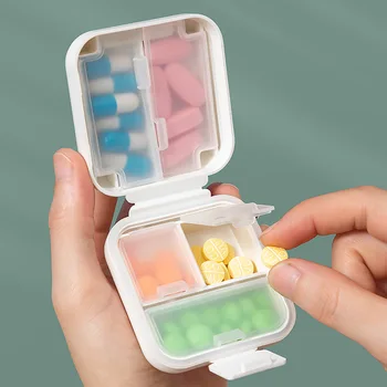 1 шт. двухслойный Квадратный герметичный футляр для хранения лекарств, 5 сеток, мини-органайзер для таблеток, коробка для хранения для путешествий, портативный пластиковый футляр