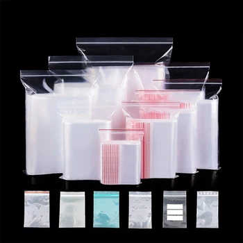 100шт Прозрачная сумка на молнии, многоразовая прозрачная сумка для хранения ювелирных изделий / продуктов, кухонная сумка на молнии, водонепроницаемая сумка для инструментов