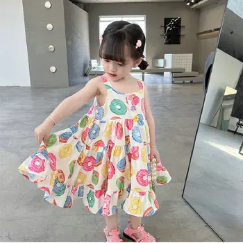 2023 Летнее платье для маленьких девочек с милым принтом для девочек На День рождения, повседневные удобные платья для детей, Детская праздничная одежда