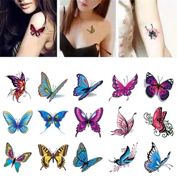 30 шт./лот, наклейка с временной татуировкой в виде акварельной бабочки, Водонепроницаемые Женские поддельные татуировки, Мужские Детские боди-арты, горячий дизайн