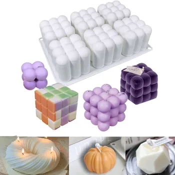 6 Полостей Большой Пузырьковый Шар Силиконовая Форма Для Свечи 3D Куб Шоколадный Мусс Форма Для Торта Мороженое Форма Для Выпечки Мыла Домашний Декор Подарки