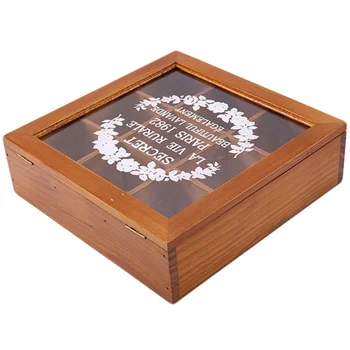 9 Секционных деревянных Шикарных отделений для чайных коробок Контейнер Сумка Сундук Для хранения Специй Новые Магазинные коробки Косметика Ювелирные изделия 24 X 24 X 7 см