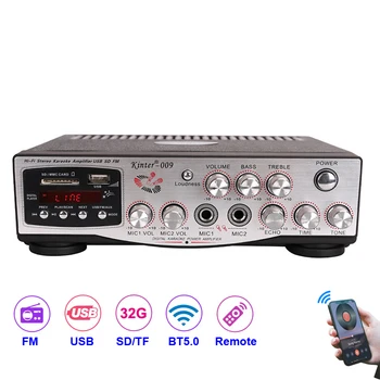 FM-радио мощностью 2 * 60 Вт, Mp3-плеер, Аудио, совместимый с Bluetooth Усилитель мощности, Стереоэквалайзер, Hi-Fi Караоке, Цифровой Mp3-декодер, Музыкальный усилитель