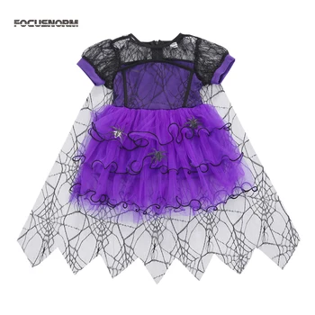 FOCUSNORM, праздничное платье для девочек на Хэллоуин от 1 до 5 лет, кружевная пачка с рисунком паука, сетчатое платье длиной до колен