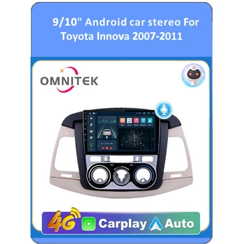OMNITEK Android 10 Для Toyota Innova 2007-2011 Автомобильный Радио Стерео Мультимедийный Видеоплеер 2din Carplay GPS Головное Устройство 4G DVD
