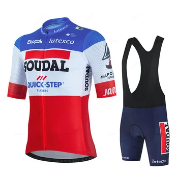 Soudal Комплекты из джерси для велоспорта Quick Step с коротким рукавом Летняя Одежда для гоночных велосипедов France Дышащий Велосипедный костюм MTB Ciclismo