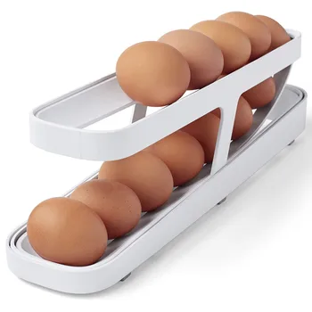 Автоматическая прокручивающаяся подставка для яиц, Выдвижной холодильник, Дозатор яиц, Кухонный ящик для хранения яиц, подставка для яиц для холодильника, лоток для яиц