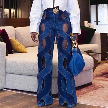 Джинсы Wepbel Y2K С металлической пряжкой, женские летние свободные джинсовые брюки на молнии, уличная мода, открытые Широкие брюки, джинсы