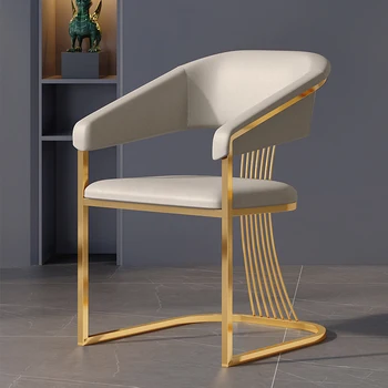 Дизайнерский обеденный стул из белого золота, Роскошный салон, Офисный обеденный стул в скандинавском стиле, Современный Sillas Comedores, кухонная мебель LK50CY