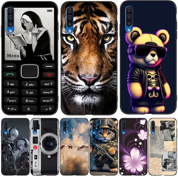Для Samsung Galaxy A50 A50S A30S, задняя крышка для телефона, черный чехол из ТПУ, милый медведь, тигр, лев