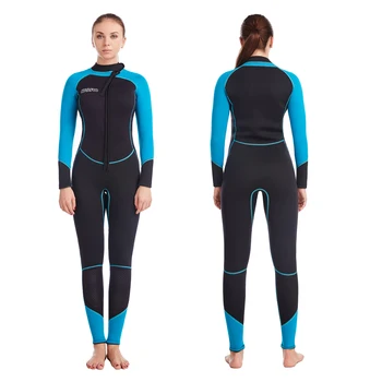 Женские гидрокостюмы из 3 мм неопрена для серфинга плавания SUP Полный костюм Сохраняет тепло Передняя молния для подводного плавания