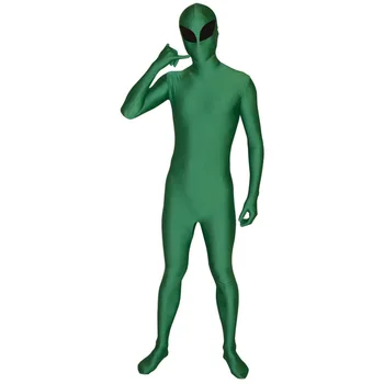 Зеленый костюм инопланетянина, косплей, костюмы на Хэллоуин для взрослых, мужской полный боди зентай на заказ