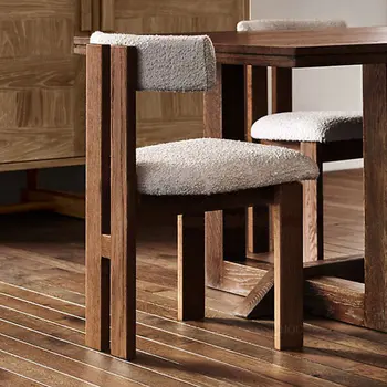 Китайские обеденные стулья из массива дерева в стиле ретро, простые домашние Бархатные туалетные стулья из ягненка, Дизайнерский стул для отдыха на приеме в семье