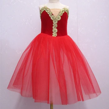 Красная балетная юбка-пачка для девочек, длинное платье из мягкого тюля, костюмы для выступлений, детская одежда для взрослых женщин, одежда для балерин, 3 слоя