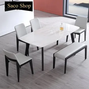 Минималистичный современный прямоугольный обеденный стол на 6 мест Роскошный Итальянский настольный стол из каменной плиты для ресторана и кафе