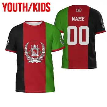 Молодежь Дети Пользовательское имя Номер Флаг страны Афганистан 3D футболки Одежда Футболка Футболки для мальчиков и девочек Топы Подарок на день рождения Размер США