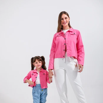 Новая осенняя хлопчатобумажная куртка для мамы и детей, одинаковые комплекты для семьи, одежда для мамы и дочки, верхняя одежда для родителей и детей, пальто