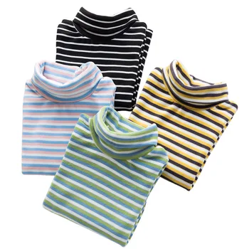 Новые осенне-зимние футболки для девочек, детская Водолазка, Полосатая футболка с длинным рукавом Для маленьких мальчиков, базовые топы, одежда для малышей RT782