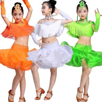 Одежда для бальных латиноамериканских танцев для девочек JustSaiyan, детские костюмы для выступлений сальсы, платье для фигурного катания с блестками, рейв-наряды для девочек
