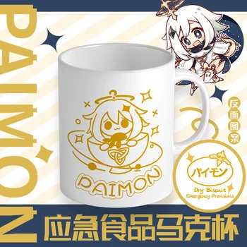 Оригинальная аниме Genshin Impact Paimon Мультяшная кружка Чашка Керамическая кофейная чашка для воды Косплей Модная чашка для питья Студенческий подарок