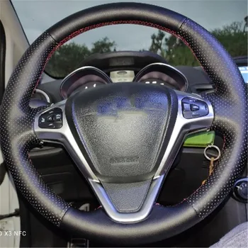 Оригинальная крышка рулевого колеса на заказ для Ford Fiesta 2008-2013 Ecosport 2013-2016 Кожаная оплетка рулевого колеса