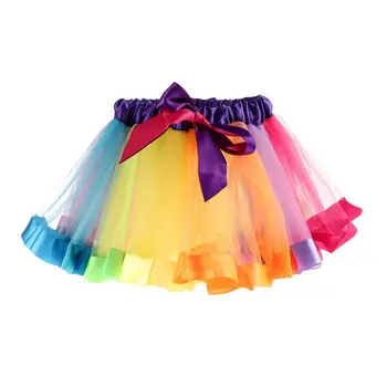 Праздничная танцевальная одежда принцессы радуги, платья с фатиновой юбкой-пачкой для маленьких девочек, разноцветное платье-пачка для малышей, платье-пачка