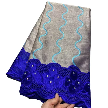 Синяя швейцарская кружевная ткань с вышивкой Австрия Хлопок 2022 Дубайское кружево Африканская кружевная ткань 5 ярдов Швейцарское вуалевое кружево для свадьбы B585