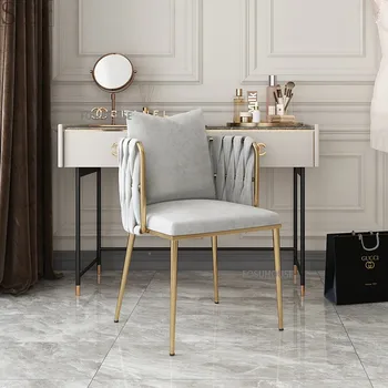 Скандинавские обеденные стулья для кухонной мебели, кресло для макияжа в стиле феи для спальни, простой обеденный стул для дома для отдыха и красоты со спинкой