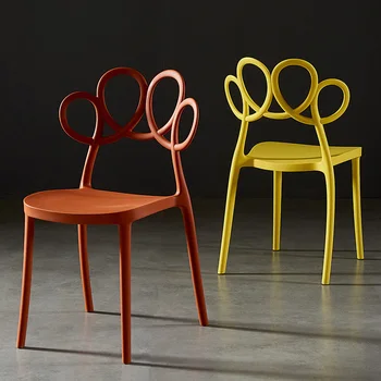 Скандинавские обеденные стулья для мебели для гостиной, пластиковый стул с утолщенной спинкой, уличный шезлонг для кафе, Обеденный стол и стул
