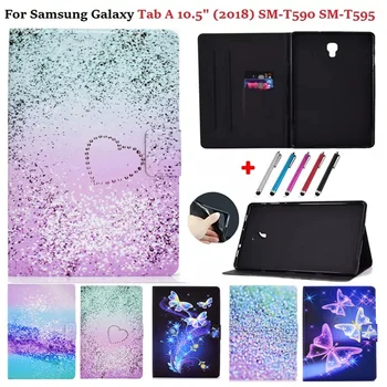 Чехол для планшета Samsung Galaxy Tab A 10,5 дюймов T595 T590 Folio Flip из искусственной кожи с изображением Животных Funda Cover для Samsung Tab A 10,5 SM-T590
