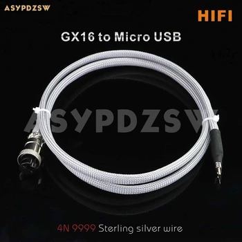 1,2 М HIFI DIY 4N из стерлингового серебра GX16-2 PIN к линейному кабелю питания Micro USB для Android/Raspberry