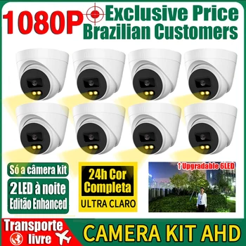 1080P 8-Канальный Комплект Купольной камеры CCTV AHD Комплект 24-Часового Полноцветного Ночного Видения 2MP Крытый HD Домашний Световой Монитор Комплект Системы Видеонаблюдения