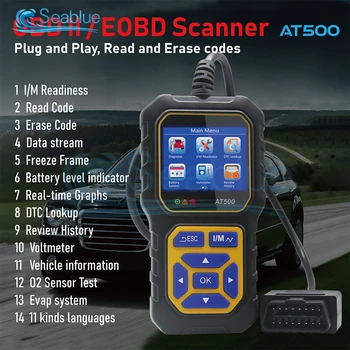 2,4-дюймовый прибор для диагностики неисправностей AT500OBD, профессиональный сканер OBD2, считыватель автомобильных кодов, инструмент автоматической диагностики