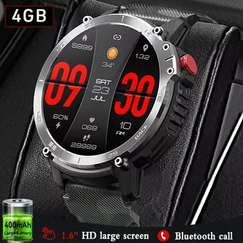 3ATM Водонепроницаемые Спортивные Смарт-часы на открытом воздухе Мужские 400 * 400 HD Экран 400 мАч Большая Батарея Bluetooth Вызов Smartwatch 4 ГБ Памяти TWS