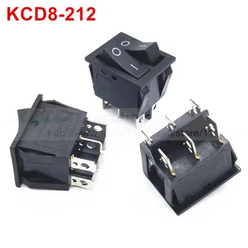 5 шт./лот Деликатный кулисный переключатель KCD8 - 212 25 * 31 мм AC 250V 15A 6-контактный черный двухсторонний переключатель ввода-вывода DPDT с защелкивающейся мини-лодкой