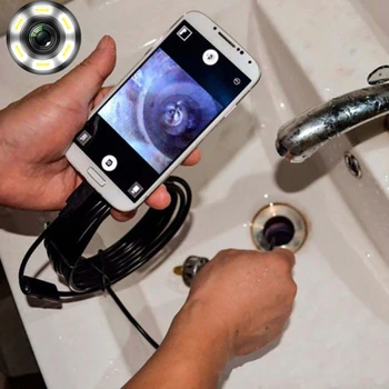 7-Миллиметровая водонепроницаемая эндоскопическая камера IP67, 6 светодиодов, Регулируемые USB-Android Гибкие Инспекционные бороскопические камеры для телефона ПК