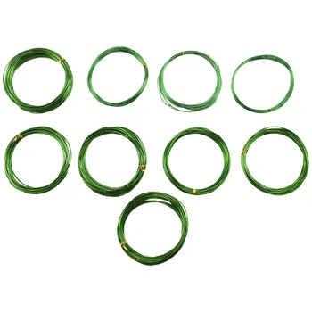 9 Рулонов проволоки для бонсай из анодированного алюминия, обучающая проволока для бонсай 3 размеров (1,0 мм, 1,5 мм, 2,0 мм), всего 147 футов (зеленый)