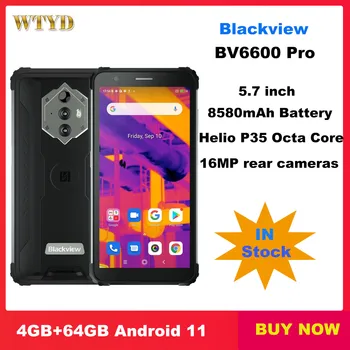 Blackview BV6600 Pro Thermal 4 ГБ + 64 ГБ 5,7-дюймовый Прочный Телефон с аккумулятором 8580 мАч Helio P35 Восьмиядерный Смартфон NFC 4G