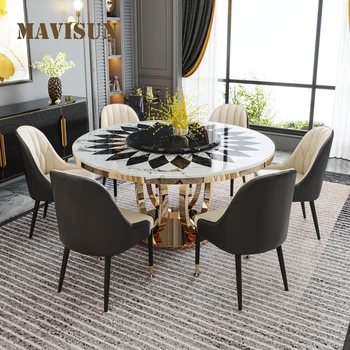 Ins Nordic Luxury для отдыха, великолепный кухонный стол и стул, мебель для столовой для большой семьи, круглый стол для случайных посетителей