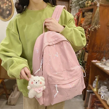 Kawaii Подростковая студенческая хлопковая сумка для книг, женский модный рюкзак, дорожная сумка для девочек, школьный рюкзак, Милый рюкзак для отдыха