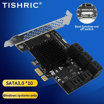 TISHRIC PCIE1X на 2/6/10 Портов SATA3.0 PCI Express Мультипликатор Адаптер Карты Расширения PCI-E С Переключателем Функции загрузки Дополнительная Карта