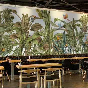 wellyu Ручная роспись растений тропического леса цветы и птицы животные фоновая стена леса на заказ большие настенные обои