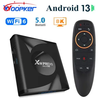 Woopker Smart TV Box X88 PRO 13 Android 13 TV Box RK3528 4 ГБ 32 ГБ 64 ГБ 8K WIFI6 BT5 Голосовой Поиск Global Edition Телеприставка