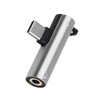 Адаптер для наушников 2 В 1 от USB C до 3,5 мм Мини Портативных аксессуаров для домашнего офиса Plug Play Для телефонов Быстрая Зарядка Аудио Конвертер