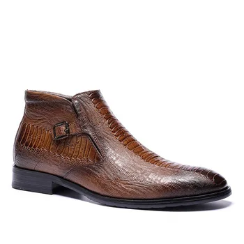 Ботинки мужские удобные брендовые модные ботильоны 2021 кожаные ботинки