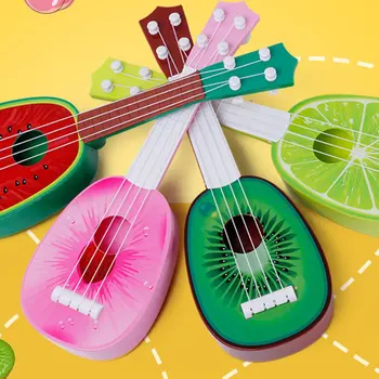 Детская четырехструнная мини-имитационная фруктовая гитара, играющая на гавайской гитаре, Обучающие игрушки для детей раннего возраста, детские музыкальные инструменты
