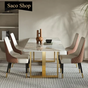 Золотая прямоугольная каменная доска 1,8 м, Наборы обеденных столов с 4-6 стульями, Небольшая мебель для кухни, ресторан Muebles