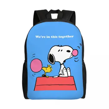 Индивидуальный рюкзак с рисунком собаки Вудсток, женская мужская повседневная сумка для книг для колледжа, школьные сумки