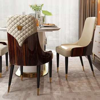 Итальянские дизайнерские обеденные стулья из массива дерева, Современная мебель для столовой, обеденный стул с кожаной спинкой, Простой домашний стул для отдыха
