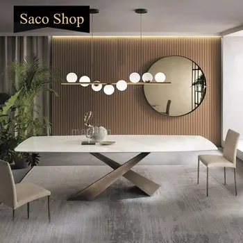 Итальянский Креативный Обеденный стол на заказ, Современный минималистичный стол, Роскошная Каменная доска, Прямоугольный стол